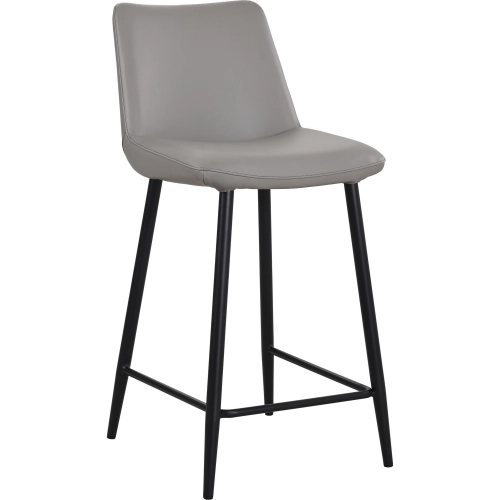 Sakai Counter Stool in Grey Leather & Metal (Set of 2)